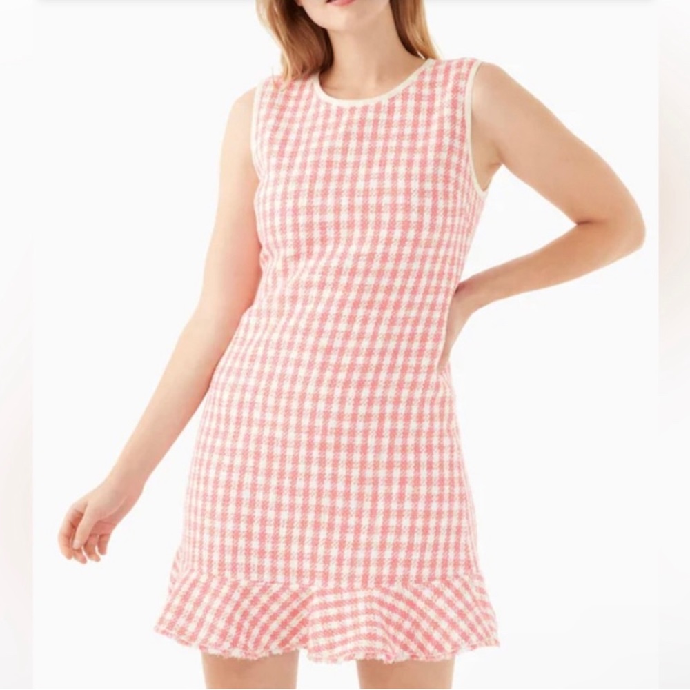 Kate Spade NWT pink gingham tweed dress size 6